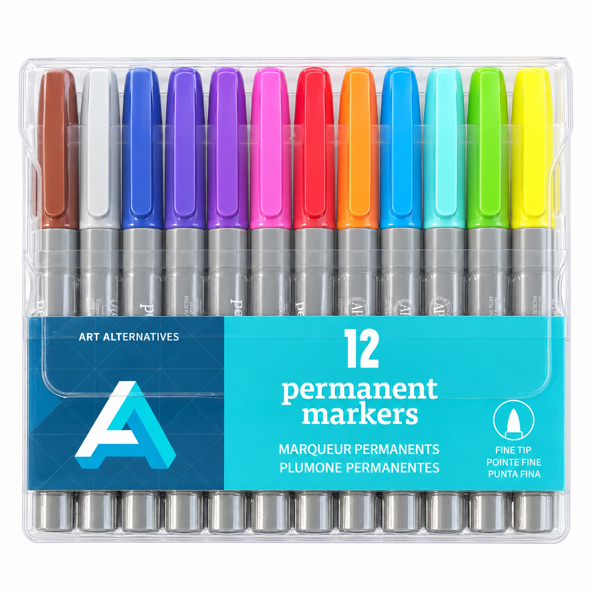 Art Alternatives 12-Count Permanent Markers – Fine Tip, Assorted Colors