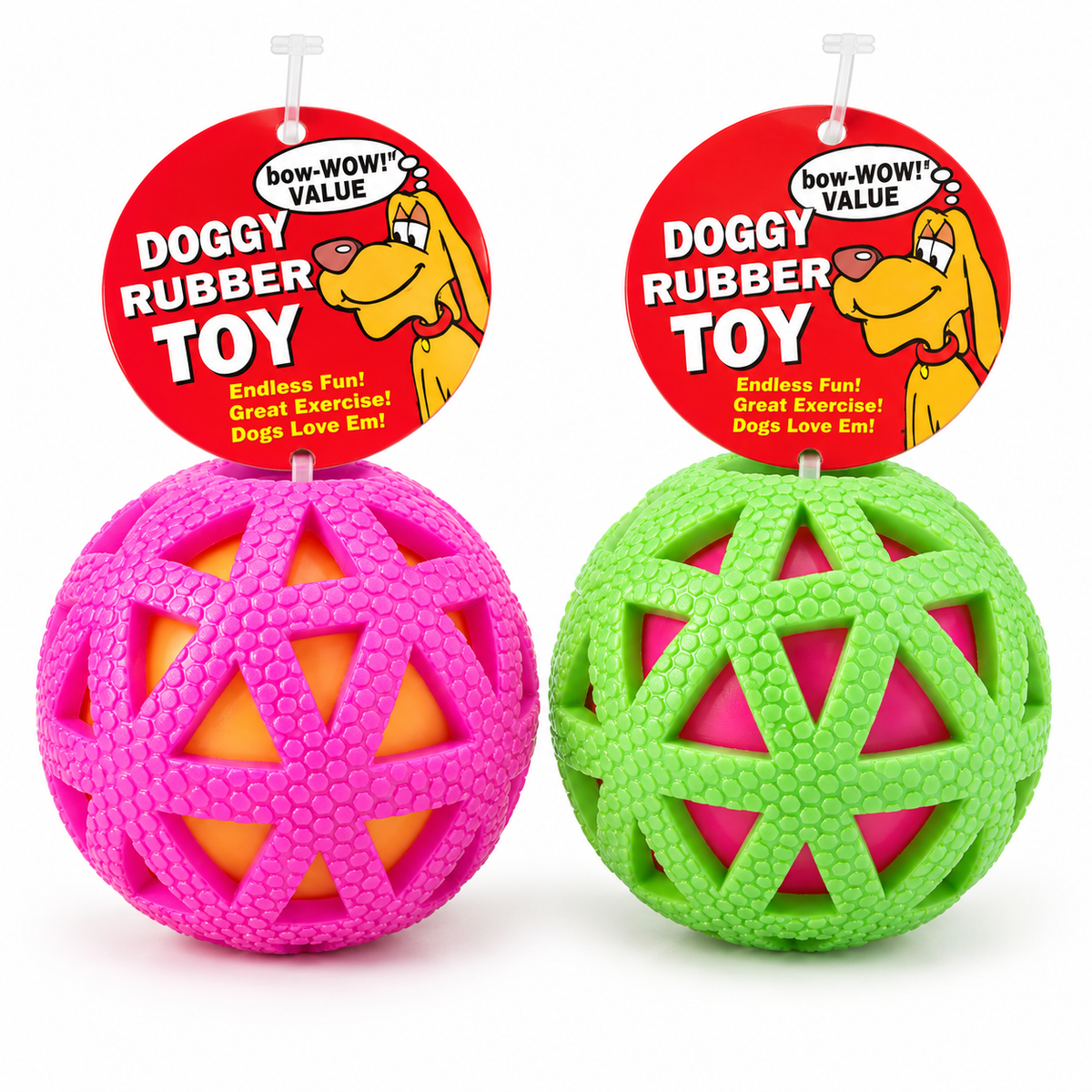 Doggy Rubber Ball Toy – 3 Inch, Assorted Color, 1 Count