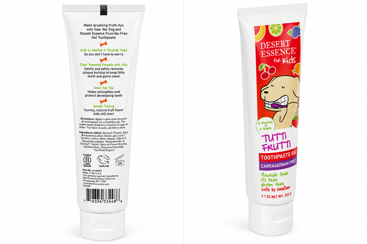 Desert Essence Kids Tutti Frutti Toothpaste Gel – Fluoride Free, 4.7 oz