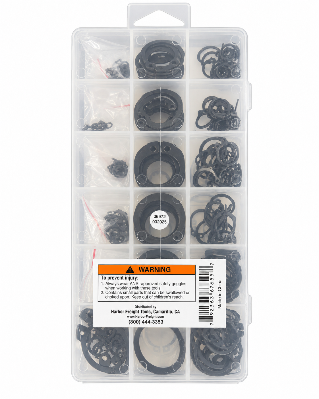 STOREHOUSE 300-Piece External Snap Ring Assortment – SAE Retaining Ring Set, Item 67655