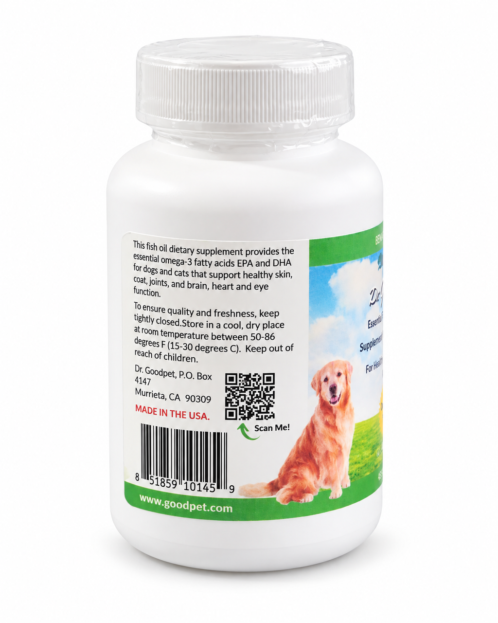Dr. Goodpet Bena Fish Oil Omega-3 Supplement for Dogs & Cats 45 Softgels