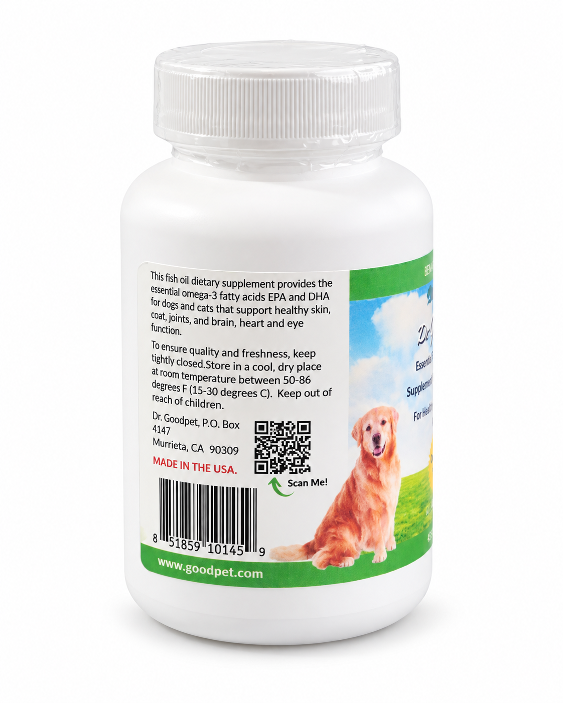 Dr. Goodpet Bena Fish Oil Omega-3 Supplement for Dogs & Cats 45 Softgels