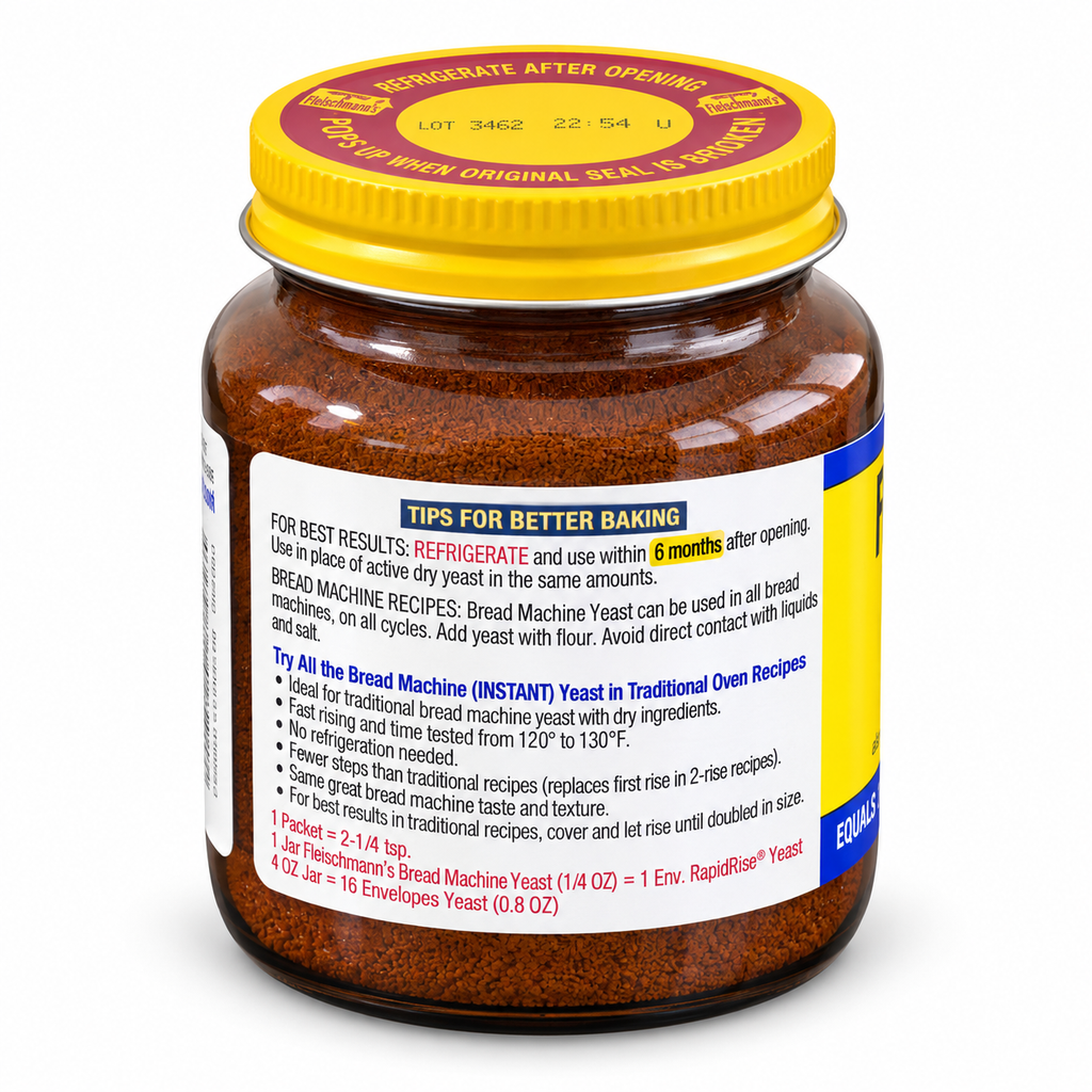 Fleischmann’s Bread Machine Instant Yeast – 4 oz Jar, RapidRise Compatible