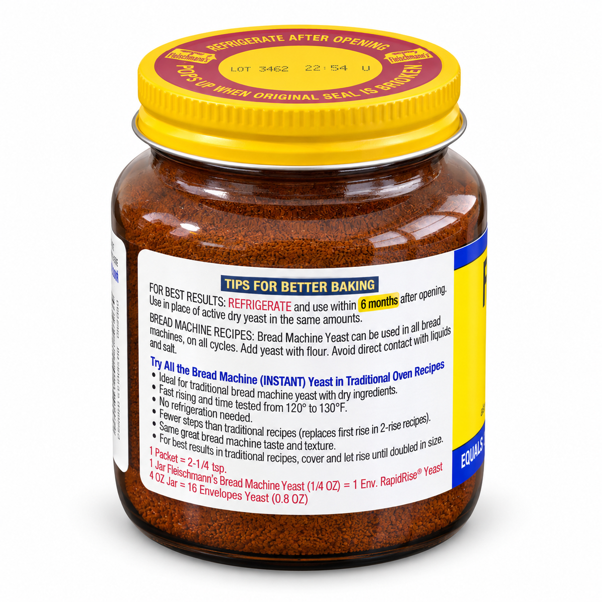 Fleischmann’s Bread Machine Instant Yeast – 4 oz Jar, RapidRise Compatible