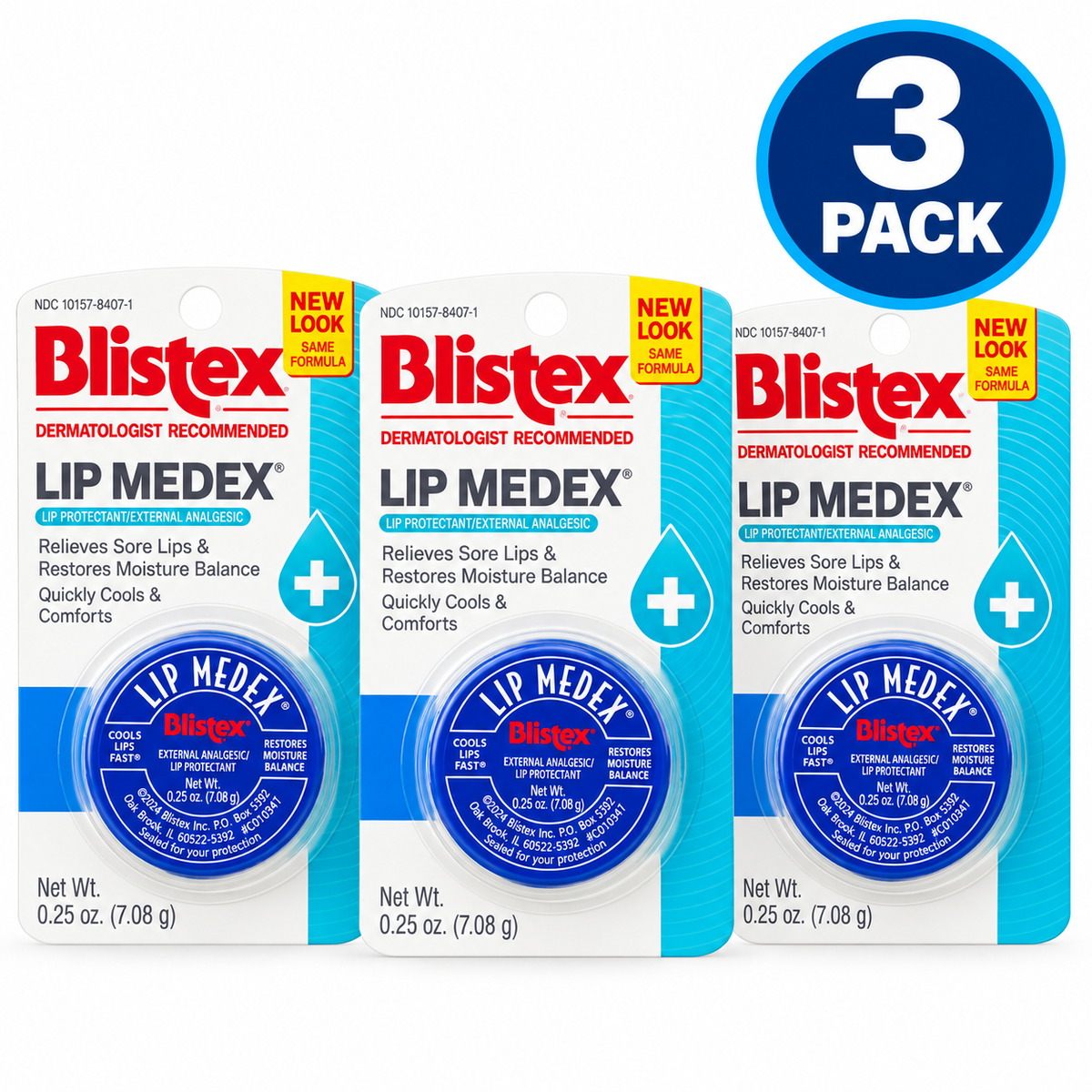 Blistex Lip Medex Medicated Lip Balm 3 Pack – 0.25 oz Each