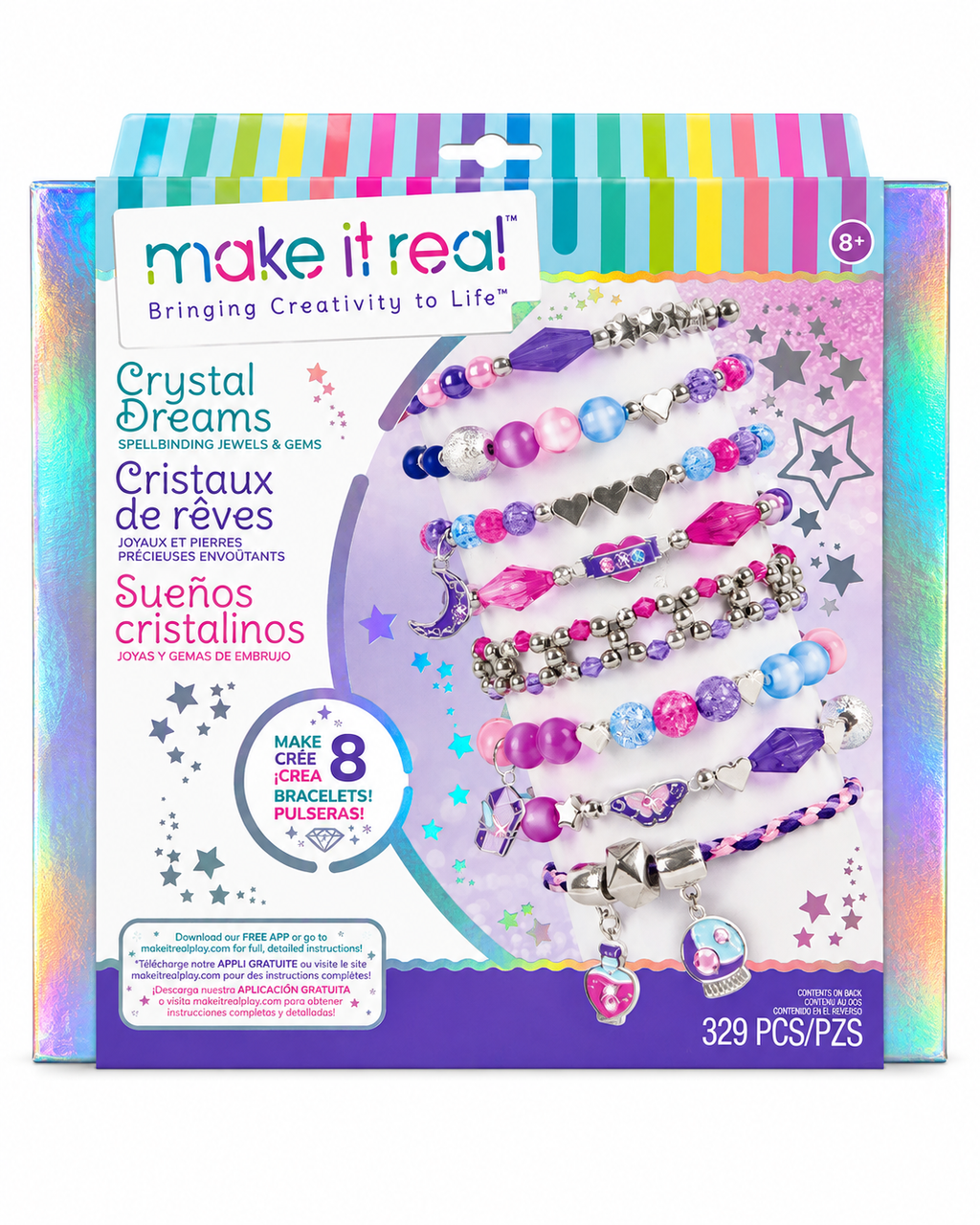 Make It Real Crystal Dreams Bracelet Kit – 329 Pieces, Make 8 Bracelets