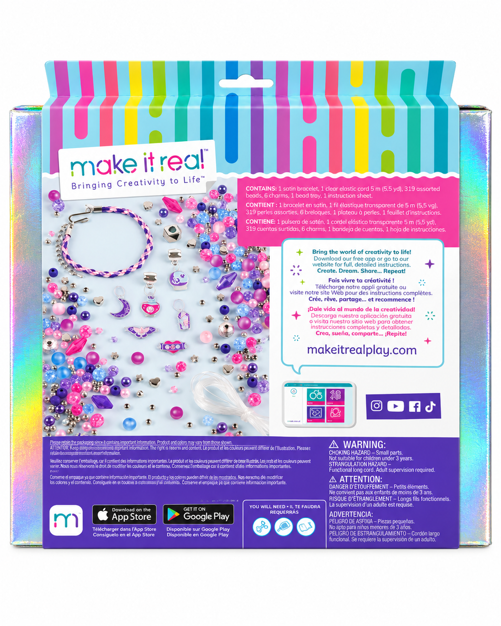 Make It Real Crystal Dreams Bracelet Kit – 329 Pieces, Make 8 Bracelets