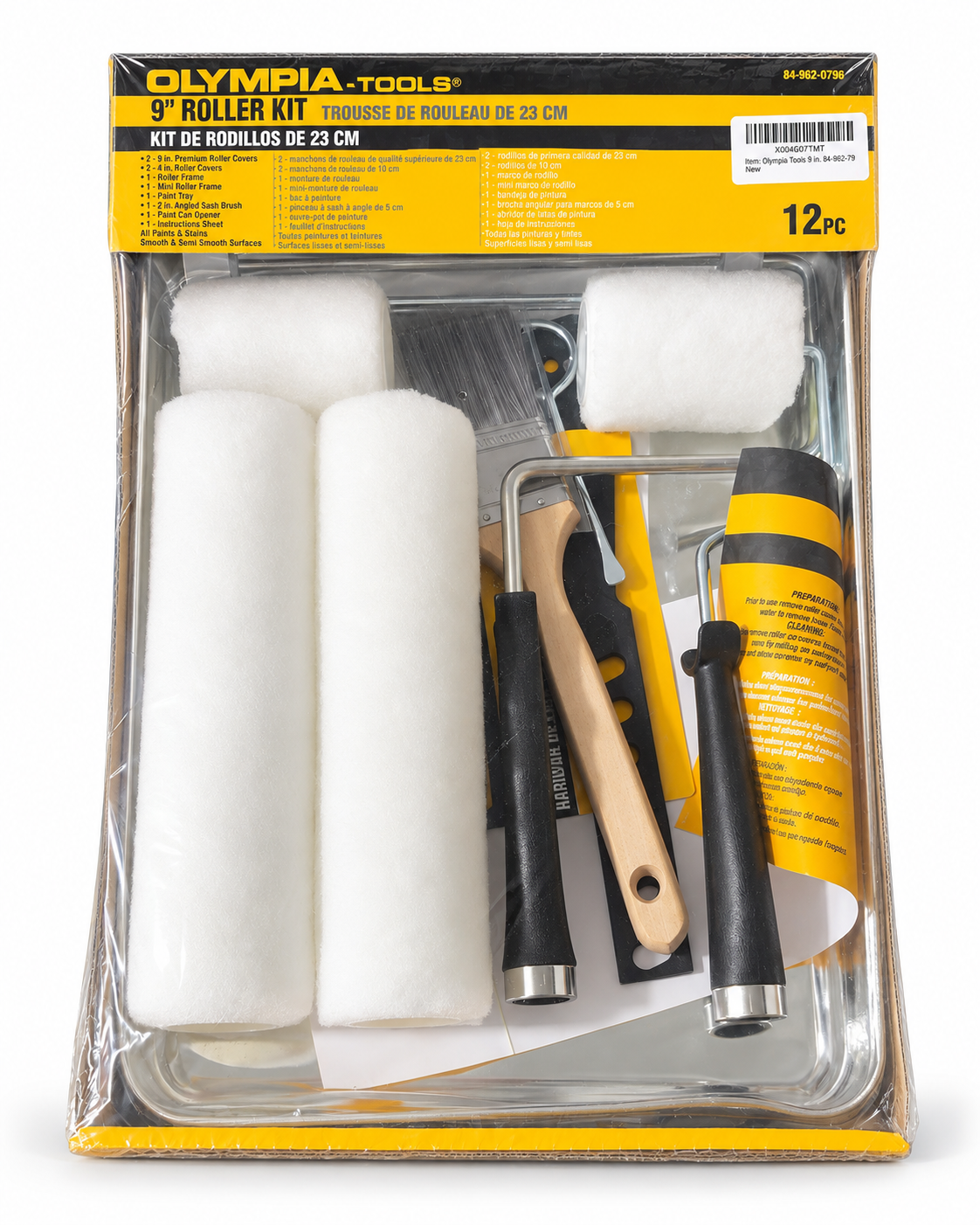 Olympia Tools 9" Roller Kit 12-Piece Paint Roller Set with Tray, Brush & Covers