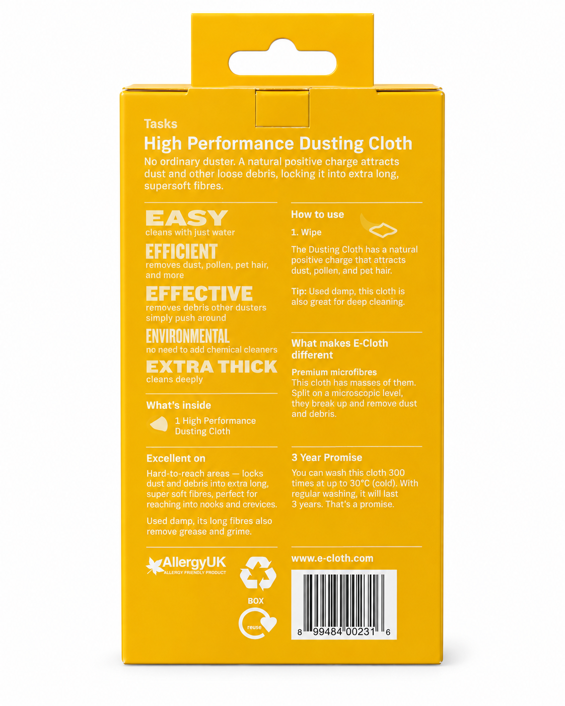 E-Cloth High Performance Dusting Cloth Reusable Microfiber Cleaning Cloth Yellow