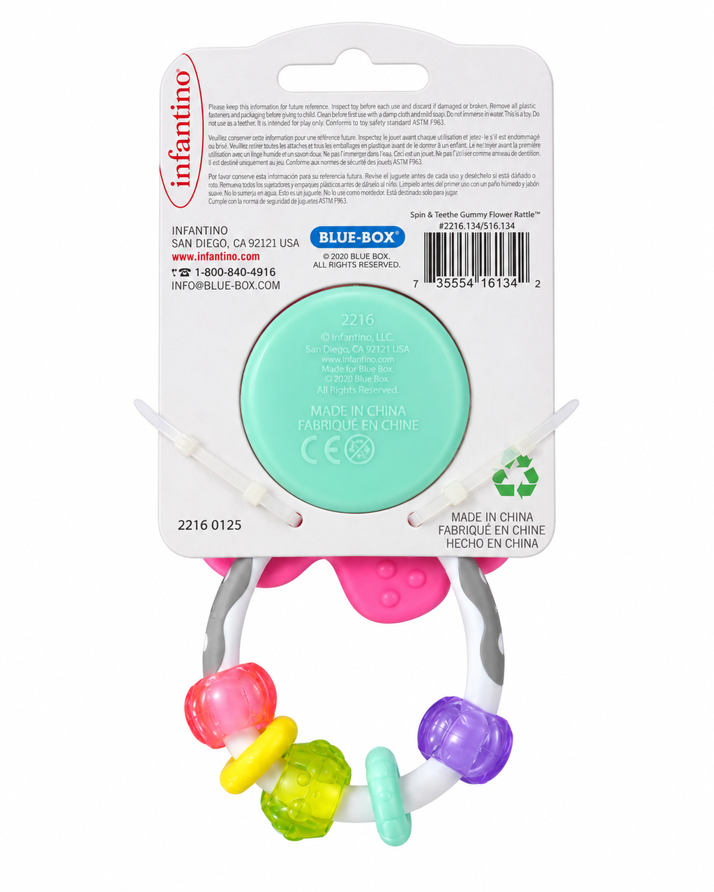 Infantino Spin & Teethe Gummy Flower Rattle BPA-Free Baby Teether 0m+