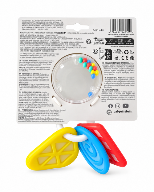Baby Einstein Shake-a-Shape Zen 2-in-1 Silicone Teether & Rattle Toy 3m+