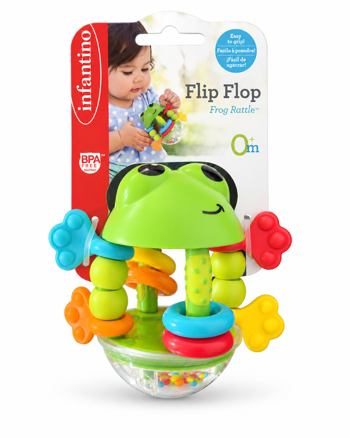 Infantino Flip Flop Frog Rattle BPA Free Baby Toy 0m+ New