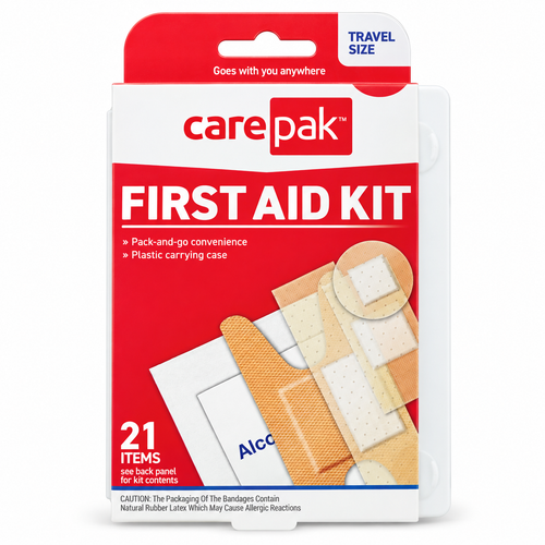 CarePak Travel First Aid Kit 21-Piece – 2 Pack, Portable Plastic Case