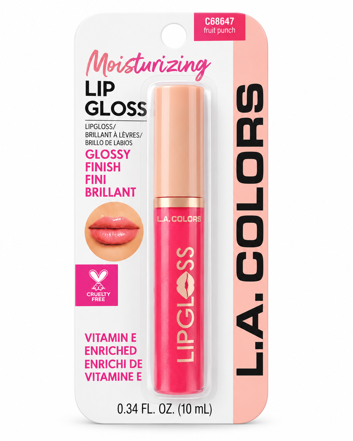 L.A. Colors Moisturizing Lip Gloss Fruit Punch C68647 – 2 Pack, 0.34 fl oz Each