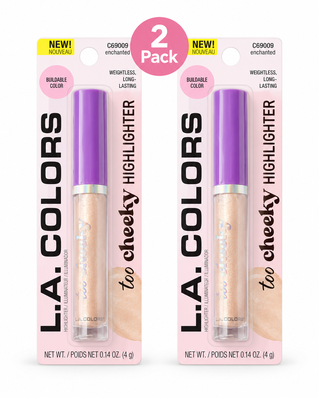 L.A. Colors Too Cheeky Highlighter Enchanted 2 Pack Weightless Long-Lasting