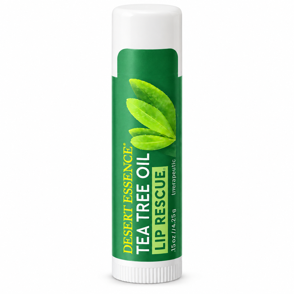 Desert Essence Lip Rescue Therapeutic Tea Tree Oil Lip Balm with Aloe, Spearmint-Peppermint, 0.15 oz Each (Pack of 2)