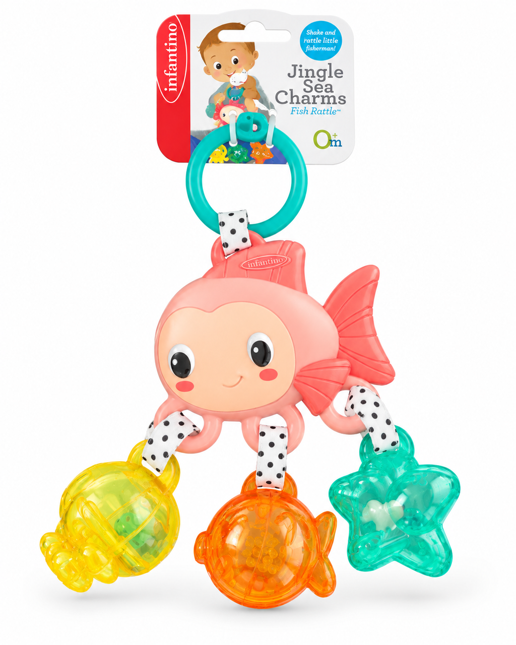 Infantino Jingle Sea Charms Fish Rattle Baby Toy 0m+ Multicolor