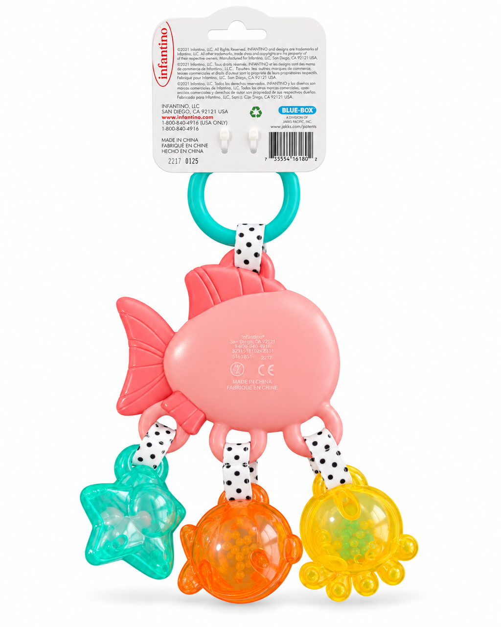 Infantino Jingle Sea Charms Fish Rattle Baby Toy 0m+ Multicolor