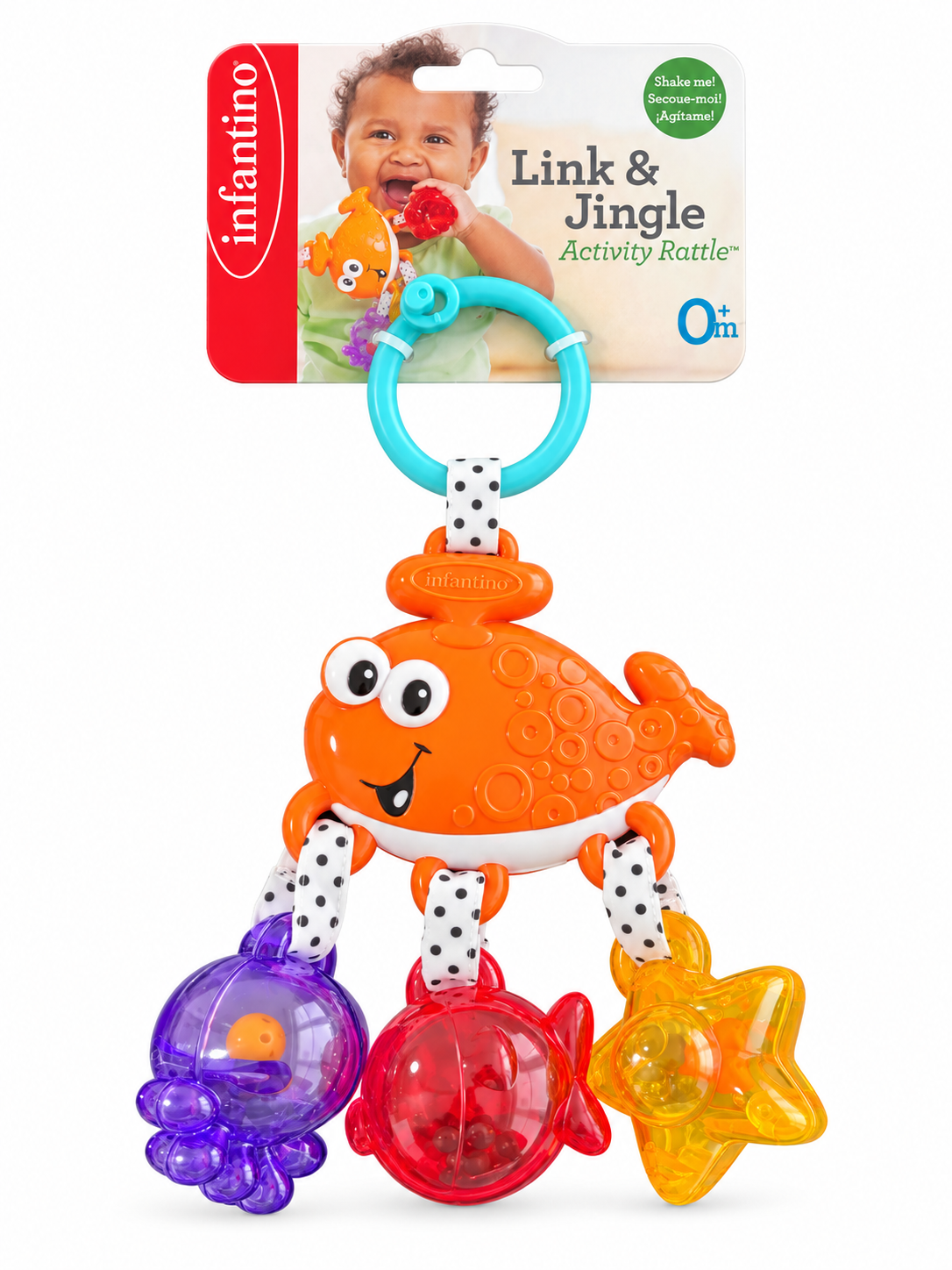 Infantino Link & Jingle Activity Rattle Whale Baby Toy 0m+ Multicolor