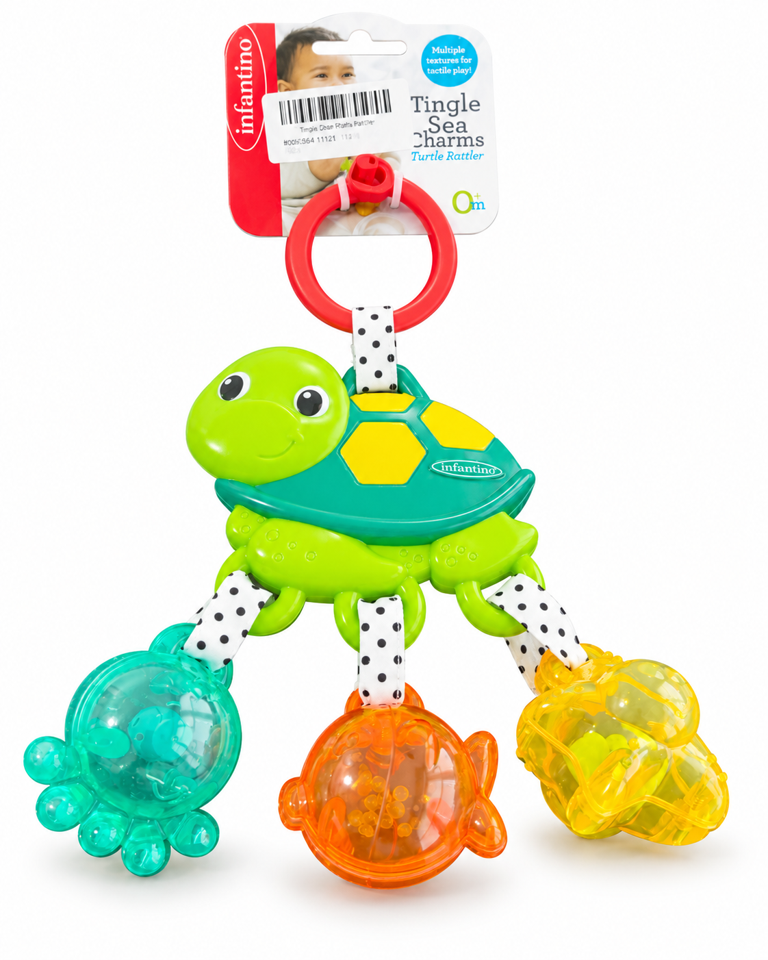 Infantino Jingle Sea Charms Turtle Rattle Baby Toy 0m+ Green Multicolor