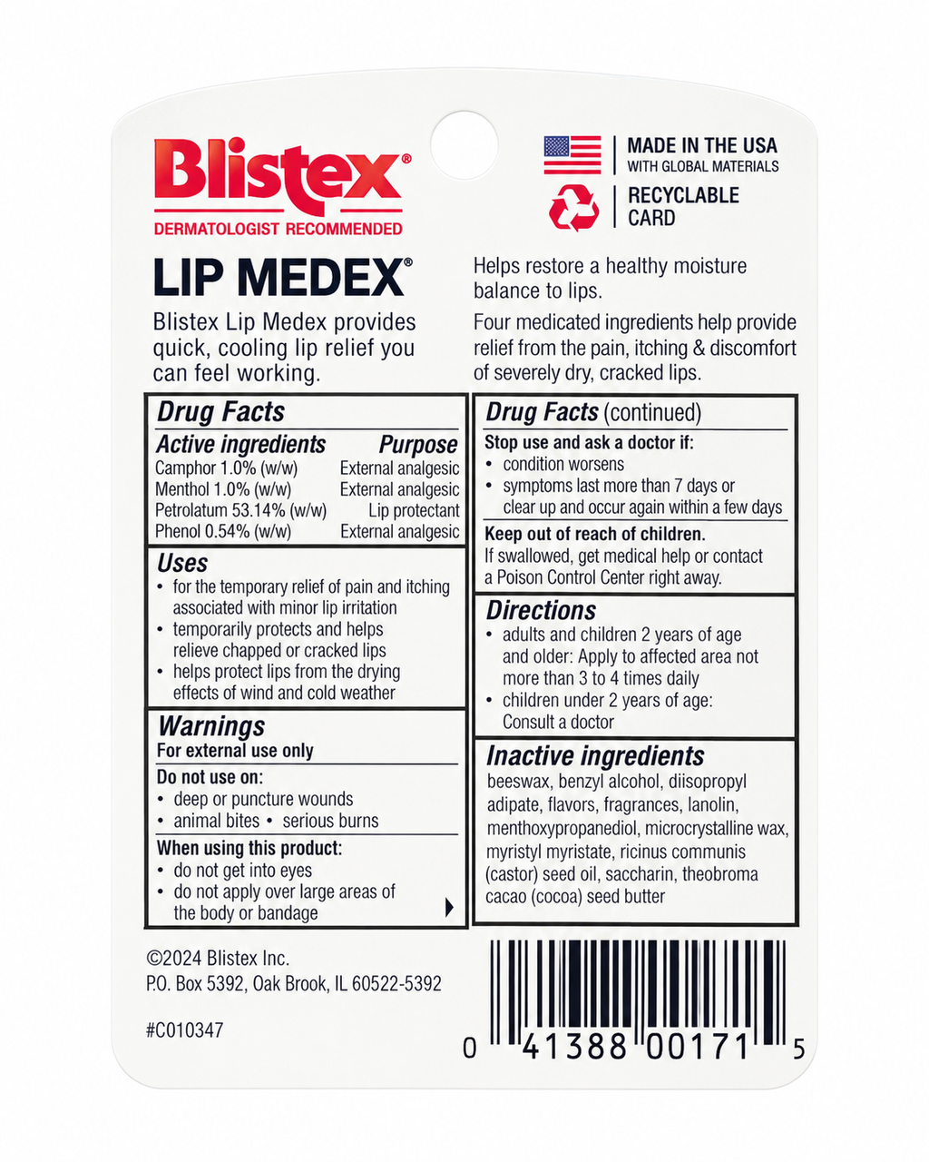 Blistex Lip Medex Medicated Lip Balm 3 Pack – 0.25 oz Each