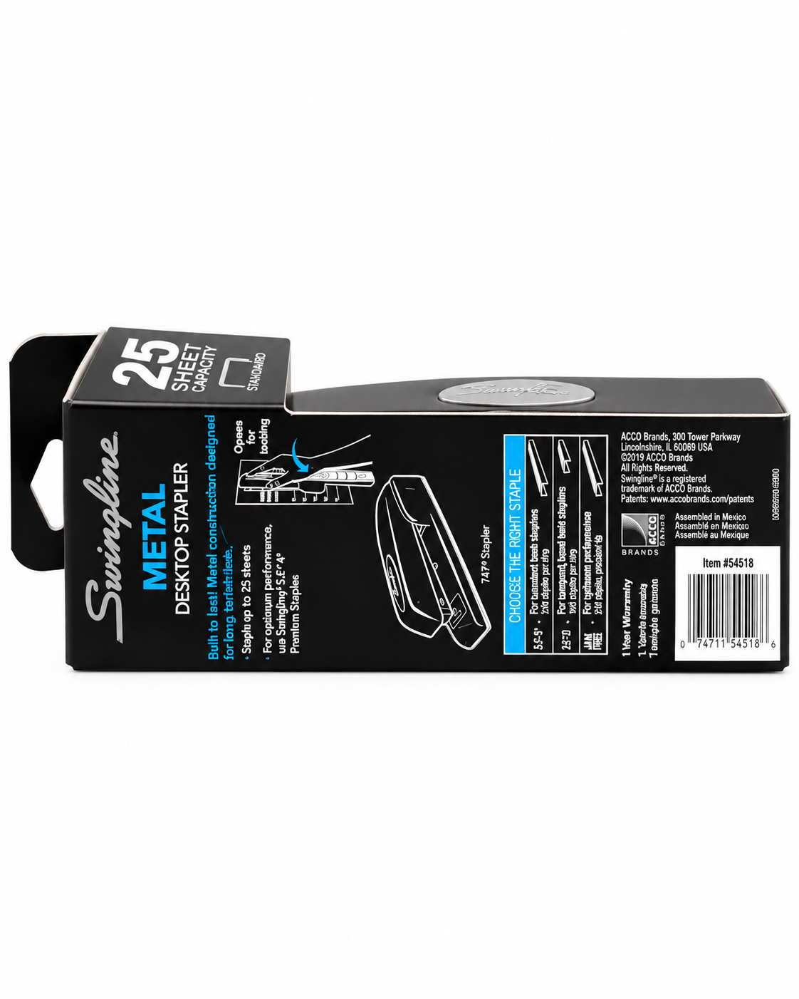 Swingline Metal Desktop Stapler Black 25-Sheet Capacity Standard Staples