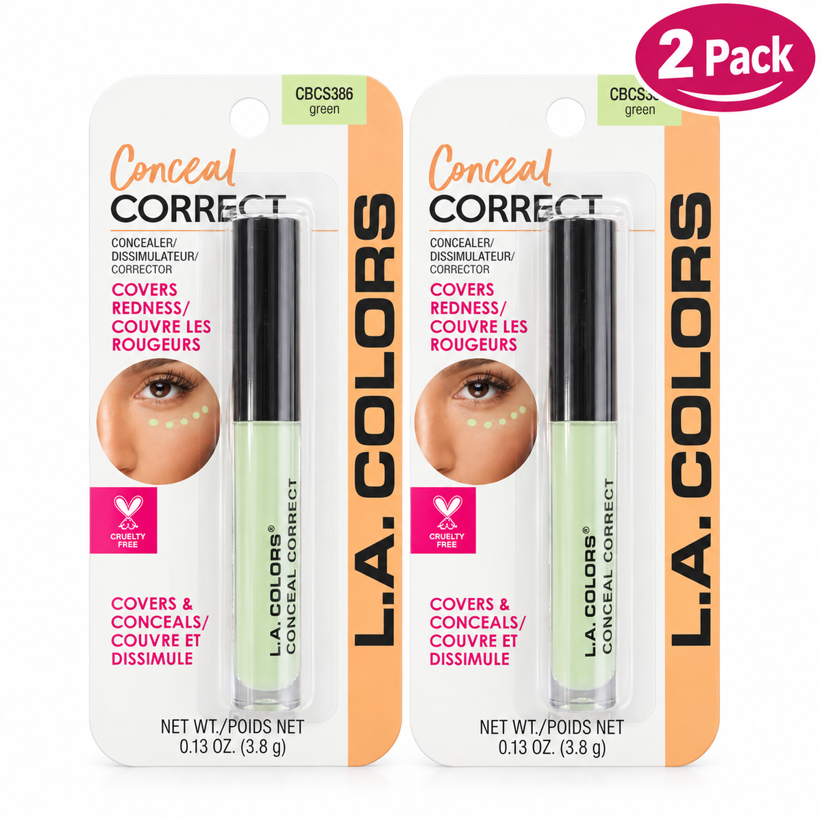 L.A. Colors Conceal Correct Green Concealer CBCS386 0.13 oz – Redness Corrector
