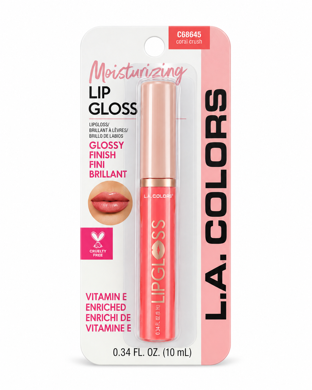 L.A. Colors Moisturizing Lip Gloss Coral Crush C68645 – 3 Pack, 0.34 fl oz Each