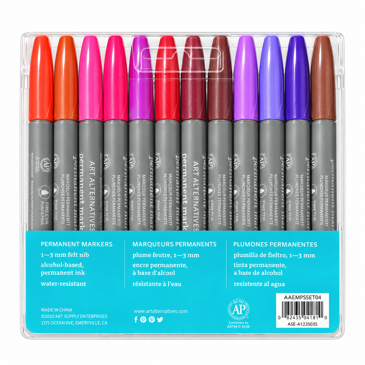 Art Alternatives 24-Count Permanent Markers – Fine Tip, Assorted Colors