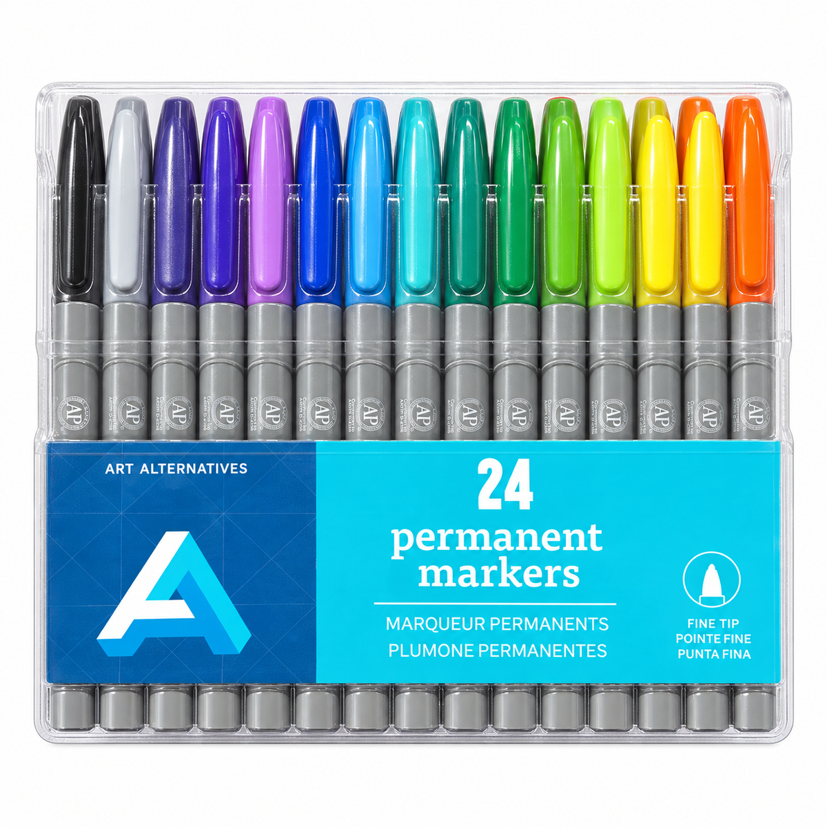 Art Alternatives 24-Count Permanent Markers – Fine Tip, Assorted Colors